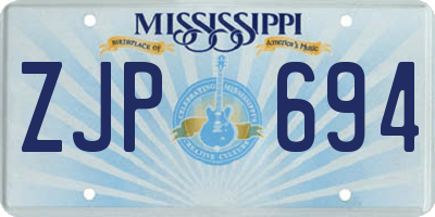 MS license plate ZJP694