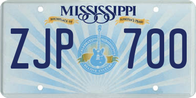 MS license plate ZJP700