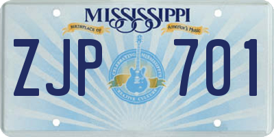 MS license plate ZJP701