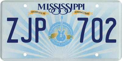 MS license plate ZJP702