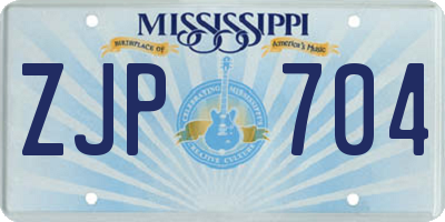 MS license plate ZJP704