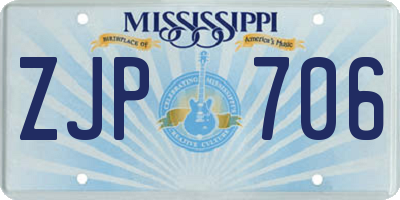 MS license plate ZJP706
