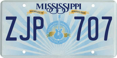 MS license plate ZJP707