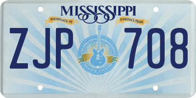 MS license plate ZJP708