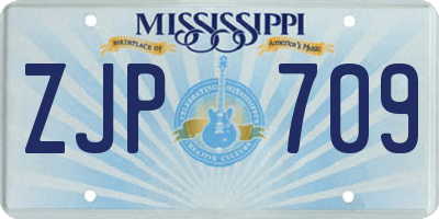 MS license plate ZJP709