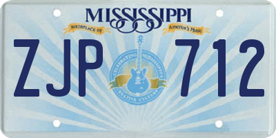 MS license plate ZJP712