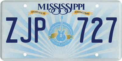 MS license plate ZJP727