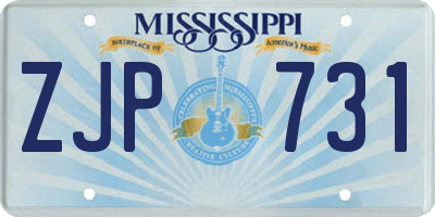 MS license plate ZJP731