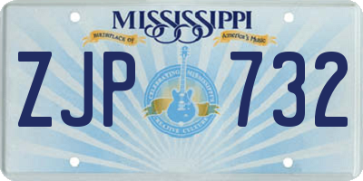 MS license plate ZJP732