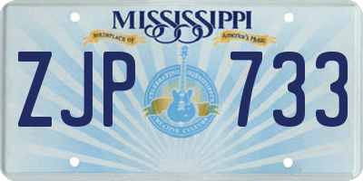 MS license plate ZJP733