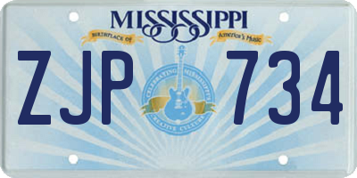 MS license plate ZJP734
