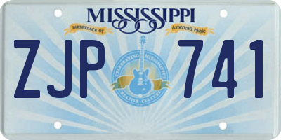 MS license plate ZJP741
