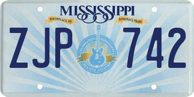 MS license plate ZJP742