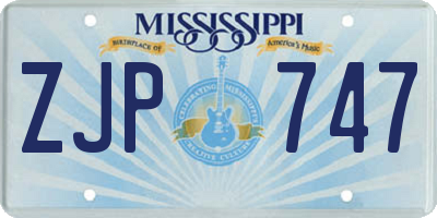 MS license plate ZJP747