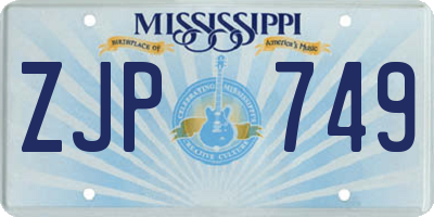 MS license plate ZJP749