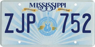 MS license plate ZJP752
