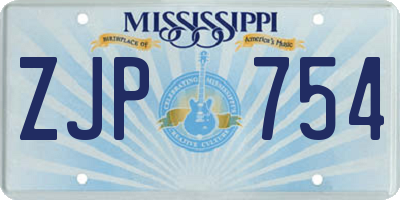MS license plate ZJP754