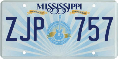 MS license plate ZJP757