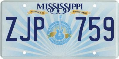 MS license plate ZJP759