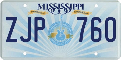 MS license plate ZJP760