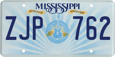 MS license plate ZJP762