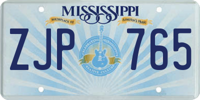 MS license plate ZJP765