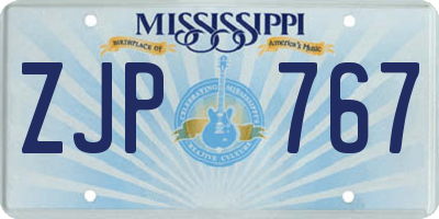 MS license plate ZJP767