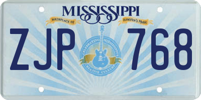 MS license plate ZJP768