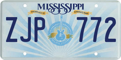 MS license plate ZJP772