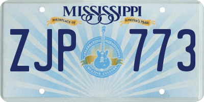 MS license plate ZJP773