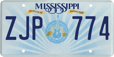 MS license plate ZJP774