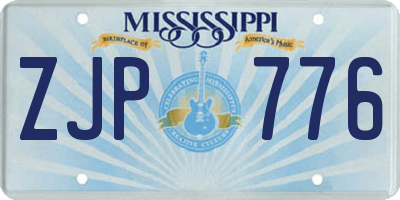 MS license plate ZJP776