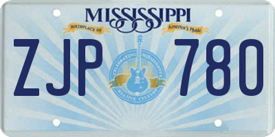 MS license plate ZJP780