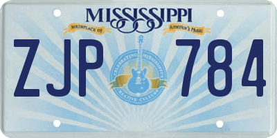 MS license plate ZJP784