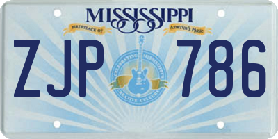 MS license plate ZJP786
