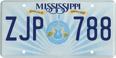 MS license plate ZJP788
