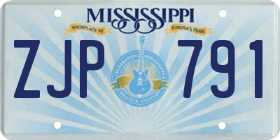 MS license plate ZJP791