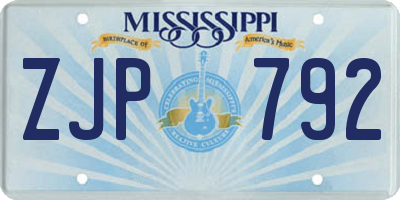 MS license plate ZJP792
