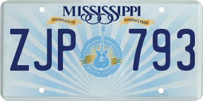 MS license plate ZJP793
