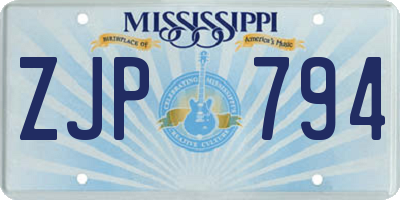 MS license plate ZJP794