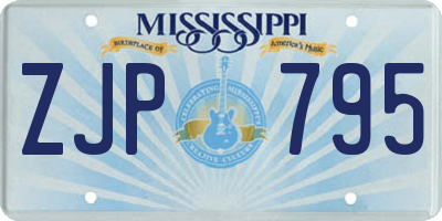 MS license plate ZJP795