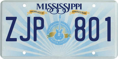 MS license plate ZJP801