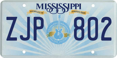 MS license plate ZJP802