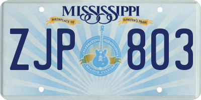 MS license plate ZJP803