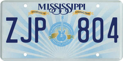 MS license plate ZJP804