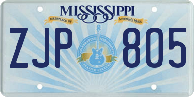 MS license plate ZJP805