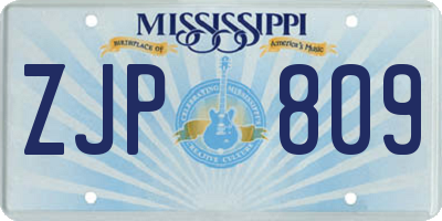 MS license plate ZJP809