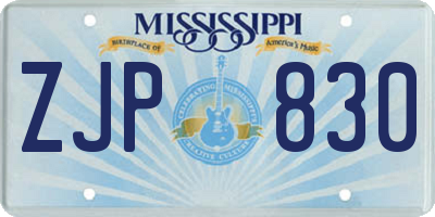 MS license plate ZJP830