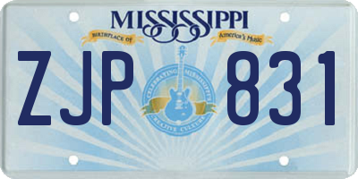 MS license plate ZJP831