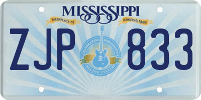MS license plate ZJP833
